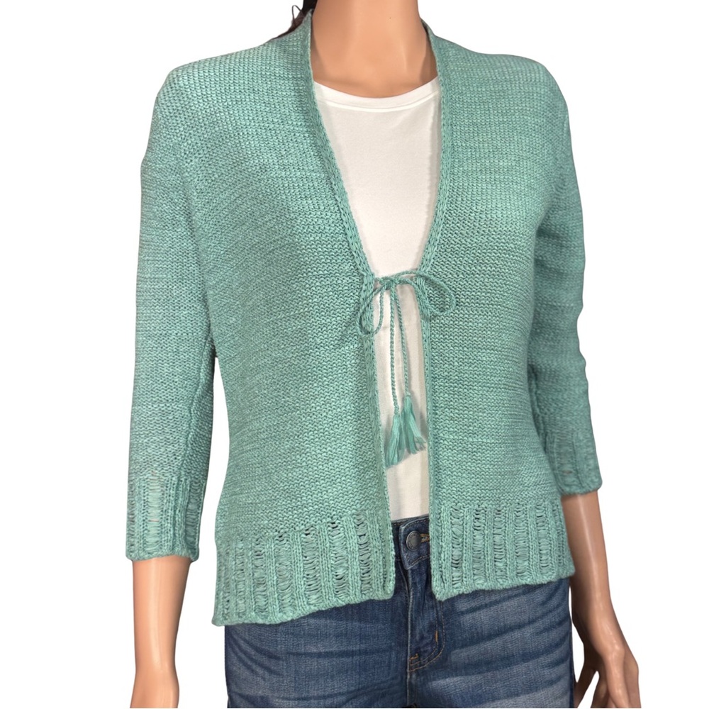 C’est City Light Teal Green Tie-Front Knit Cardigan – Size S